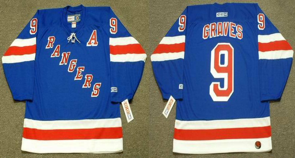 2019 Men New York Rangers 9 Graves blue style 3 CCM NHL jerseys